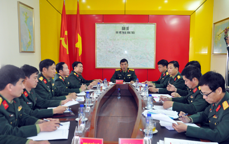 Ban CHQS TX Đông Triều luyện tập nội dung chuyển trạng thái sẵn sàng chiến đấu 