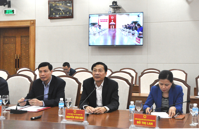 Đồng chí Nguyễn Văn Đọc, Bí thư Tỉnh ủy, Chủ tịch HĐND tỉnh chủ trì buổi làm việc.