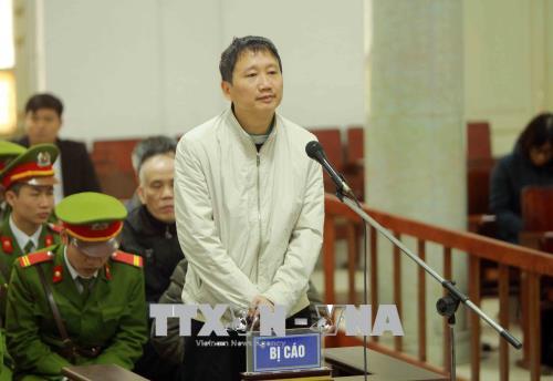 Bị cáo Trịnh Xuân Thanh nói lời nói sau cùng trước khi phiên tòa chuyển sang phần nghị án, hôm 3/2/2018. Ảnh: An Đăng/TTXVN
