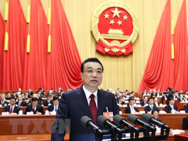 Thủ tướng Trung Quốc Lý Khắc Cường phát biểu tại lễ khai mạc Kỳ họp thứ nhất Quốc hội Trung Quốc. (Nguồn: THX/TTXVN)