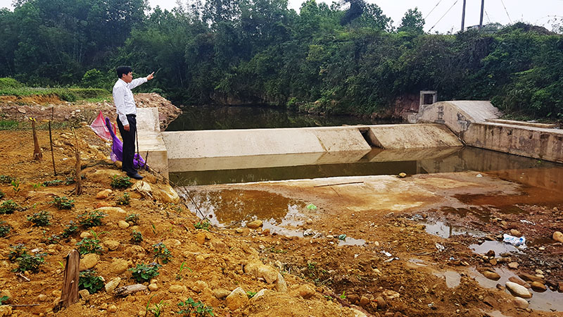 Đập dâng nước An Sơn 1 vừa được hoàn thành phục vụ nước tưới cho người dân thôn An Sơn xã Quảng An.