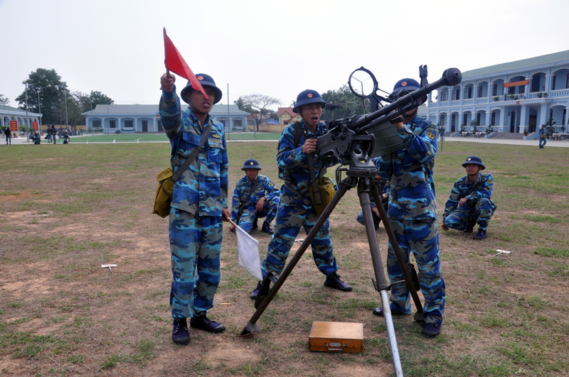 Huấn luyện khẩu đội súng phòng không 12,7mm ở Tiểu đoàn Hải quân đánh bộ 473