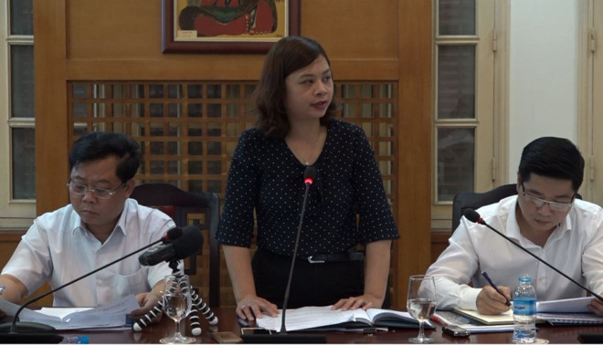 Vụ trưởng Vụ Văn hóa dân tộc Trần Thị Hải Nhung phát biểu tại cuộc họp