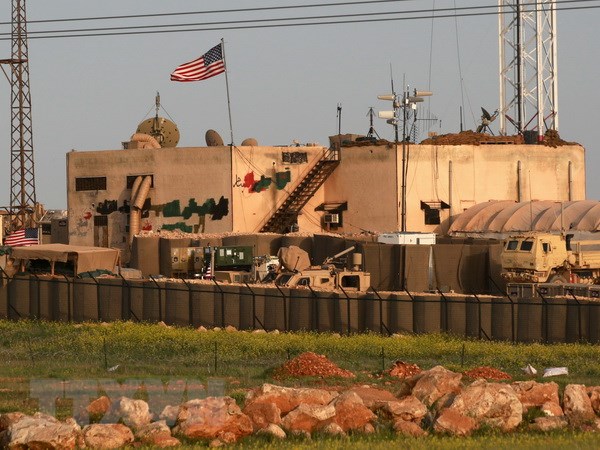 Một căn cứ quân sự của Mỹ ở làng al-Asaliyah, giữa thành phố Aleppo và thị trấn Manbij, Syria ngày 2/4. (Nguồn: AFP/TTXVN)