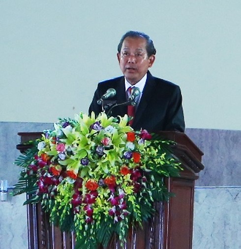 Phó Thủ tướng Trương Hoà Bình phát biểu tại Lễ kỷ niệm. Ảnh: Báo Ninh Bình