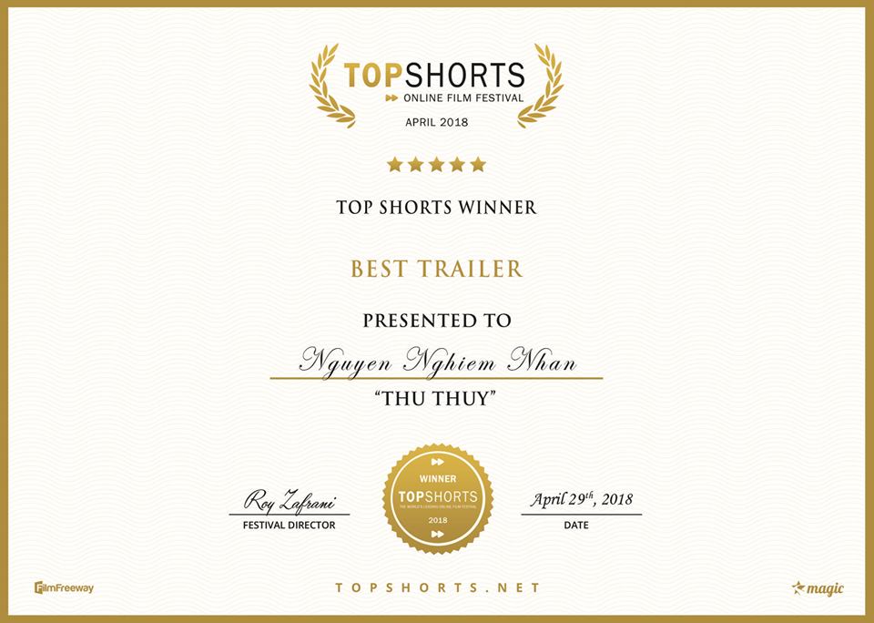 Giải thưởng: Best Trailer (Giới thiệu phim hay nhất) được trao cho đạo diễn Nguyễn Nghiêm Nhan - VTV1