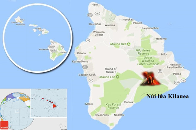 Núi lửa Kilauea tại Hawaii phun trào. Ảnh: NPR.