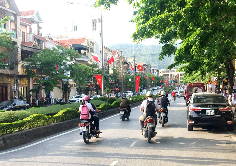 Các tuyến đường nội thị Thành phố Cẩm Phả được trồng nhiều cây xanh tươi mát, tạo cảnh quan môi trường Xanh - sạch - đẹp.
