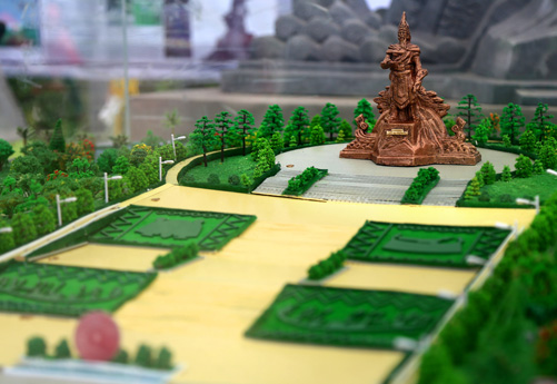 Phối cảnh mẫu Tượng đài Hùng Vương 02 tham gia cuộc thi “Sáng tác phác thảo Tượng đài Hùng Vương”. Ảnh: Trung Kiên/TTXVN