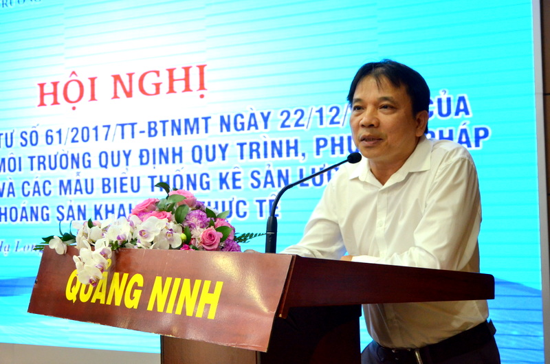 Đồng chí Phạm Ngọc Chi Phó Cục trưởng Cục Kiểm soát hoạt động khoáng sản miền Bắc phát biểu tại buổi Tập huấn