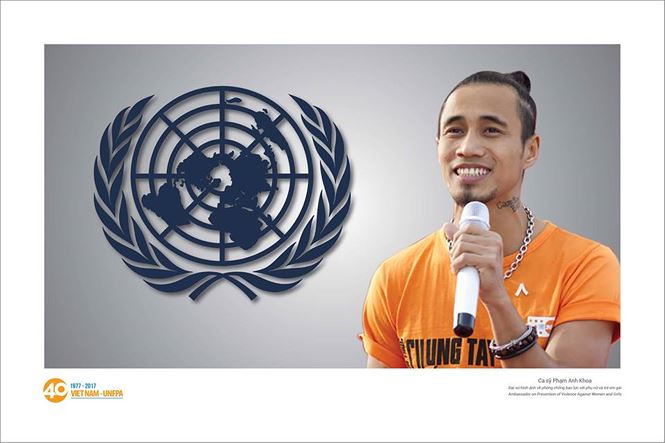 Phạm Anh Khoa được mời làm đại sứ của UNFPA trong chiến dịch chiến dịch phòng chống bạo lực với phụ nữ và trẻ em (Ảnh: Internet).