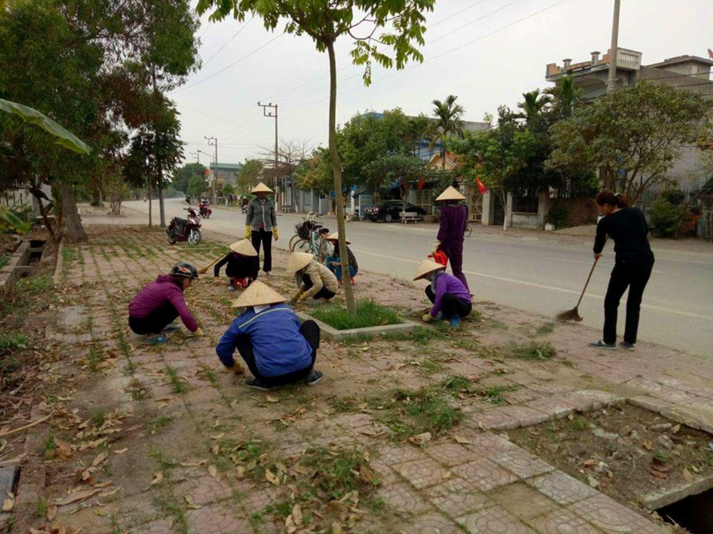 Người dân khu phố 3, phường Yên Giang, TX Quảng Yên tham gia dọn dẹp vệ sinh môi trường
