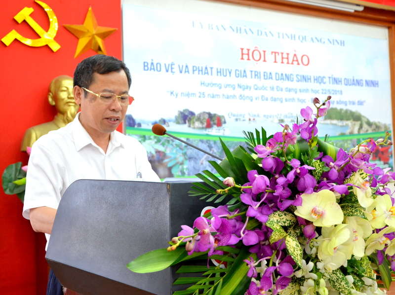 Phó Giám Đốc Sở Tài nguyên môi trường tỉnh Vũ Văn Đát phát biểu tại buổi Hội thảo