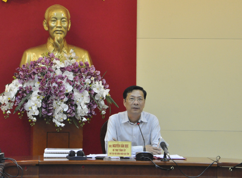 Bí thư Tỉnh ủy Nguyễn Văn Đọc phát biểu kết luận hội nghị.