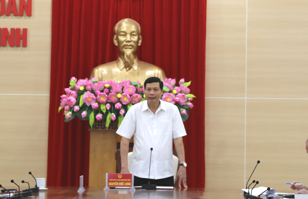 Đồng chí Nguyễn Đức Long, Phó Bí thư Tỉnh ủy, Chủ tịch UBND tỉnh phát biểu tại buổi làm việc.