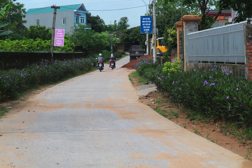 Tuyến đường hoa ở thôn Hạ 2, xã Tràng An được Hội phụ nữ triển khai xây dựng hoàn thành vào năm 2017