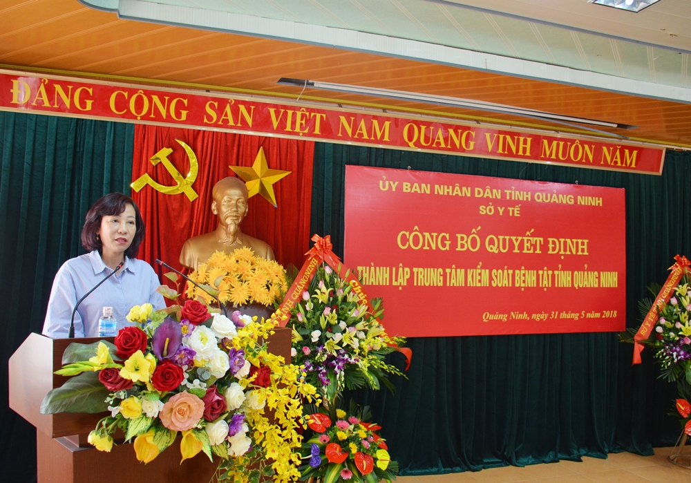 đồng chí Vũ Thị Thu Thủy, Phó Chủ tịch UBND tỉnh phát biểu tại lễ công bố