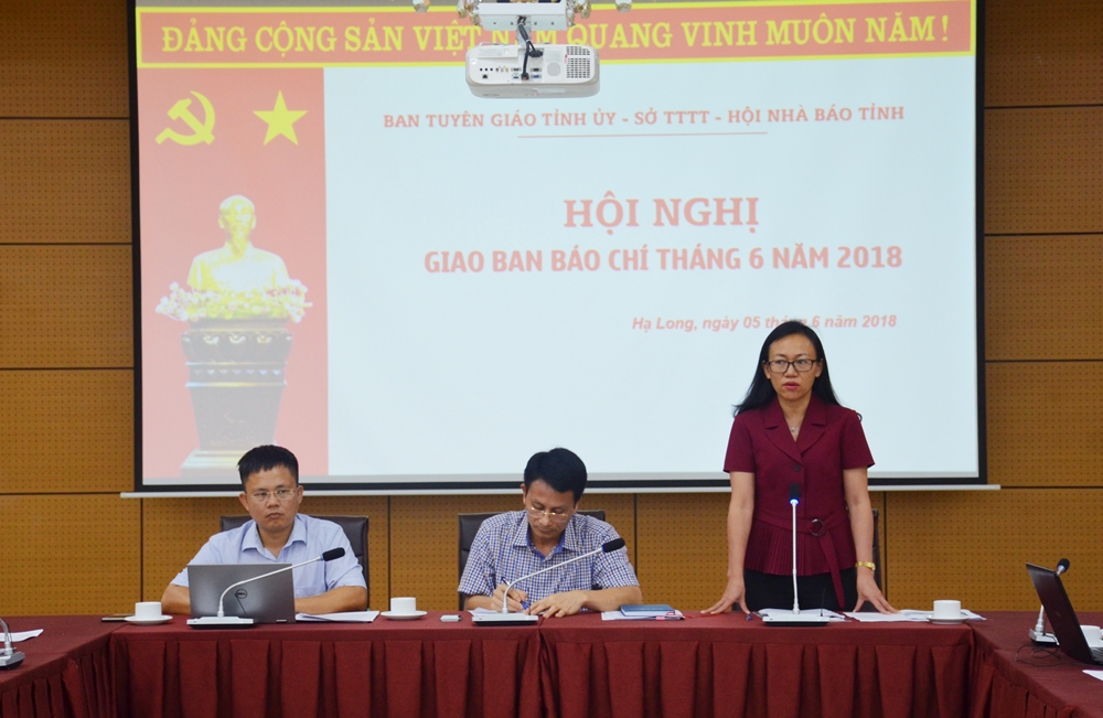 Đồng chí Lê Ngọc Hân, Phó Giám đốc Phụ trách Sở TT&TT phát biểu tại hội nghị.