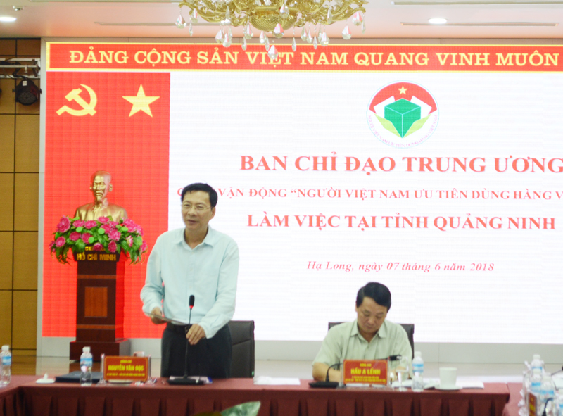 Đồng chí Nguyễn Văn Đọc, Bí thư Tỉnh ủy, Chủ tịch HĐND tỉnh phát biểu tại buổi làm việc