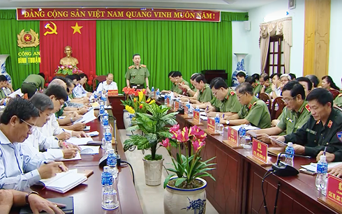 Thượng tướng Tô Lâm, Bộ trưởng Bộ Công an đã có buổi làm việc tại Bình Thuận để chỉ đạo hướng triển khai nhiệm vụ trong thời gian tới nhằm đảm bảo tình hình trật tự an ninh trên địa bàn. Ảnh: Dân trí