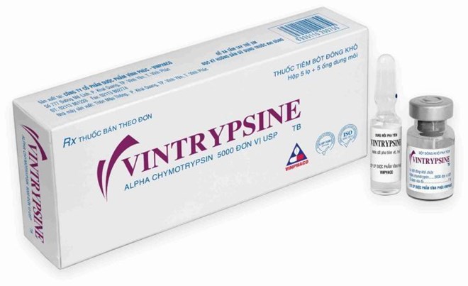 Thuốc bột đông khô pha tiêm Vintrypsine. (Nguồn: vinphaco.com.vn)
