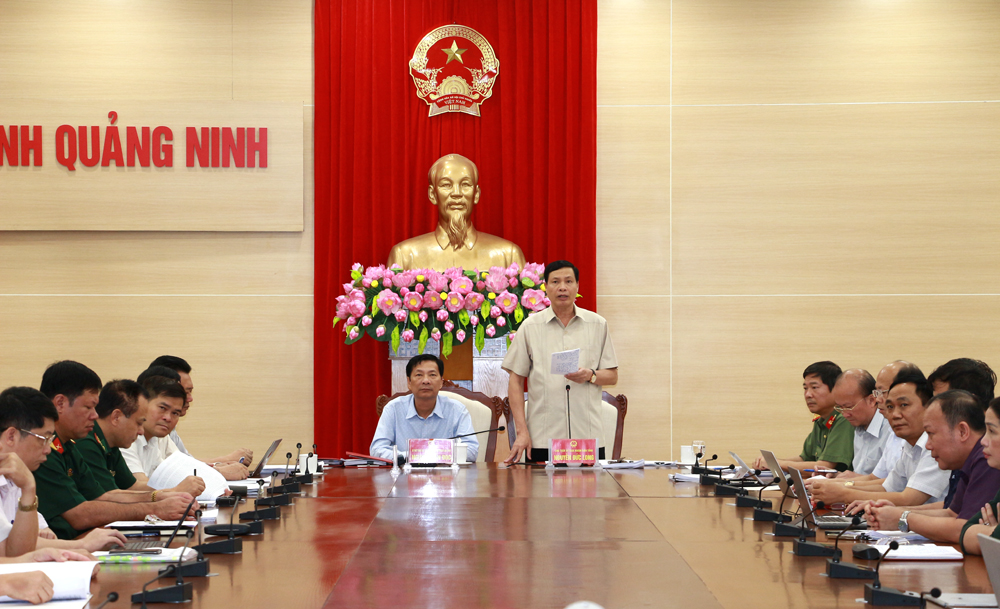 Đồng chí Nguyễn Đức Long, Phó Bí thư Tỉnh ủy, Chủ tịch UBND tỉnh phát biểu tại điểm cầu Quảng Ninh.