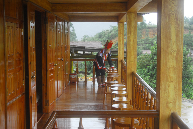 Homestay của anh Tằng Vằn Dào tại bản Phật Chỉ, xã Đồng Văn được thiết kế theo kiến trúc nhà sàn truyền thống của đồng bào dân tộc.