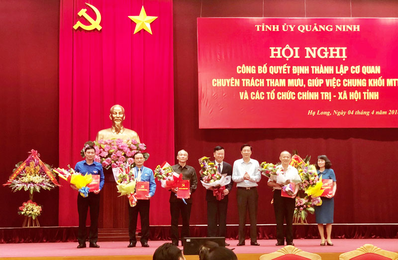 Tỉnh Quảng Ninh công bố thành lập Cơ quan Khối MTTQ và các đoàn thể chính trị - xã hội cấp tỉnh.
