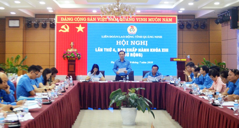 Dồng chí Trần Danh Chức, Chủ tịch LĐLĐ tỉnh phát biểu chỉ đạo tại hội nghị.