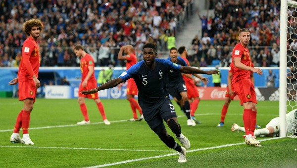 Pha lập công đưa Pháp vào chung kết của Umtiti. Ảnh: FIFA.