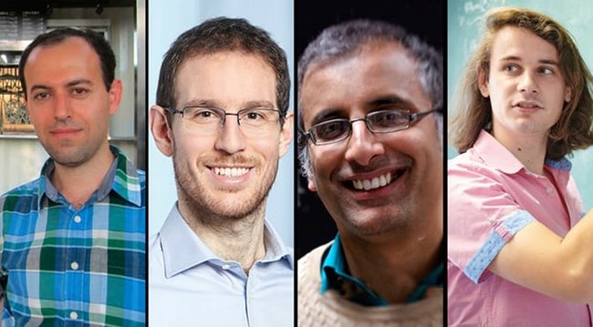 Bốn nhà toán học nhận Huy chương Fields 2018 (từ trái qua): Caucher Birkar, Alessio Figalli, Akshay Venkatesh, Peter Scholze. Ảnh: The Guardian