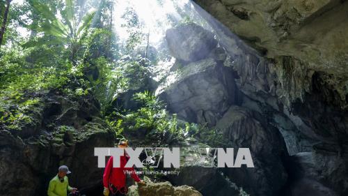 Cửa trước vào hang Sơn Đoòng (thuộc Di sản thiên nhiên Thế giới Vườn Quốc gia Phong Nha-Kẻ Bàng). Ảnh: Mạnh Thành/TTXVN