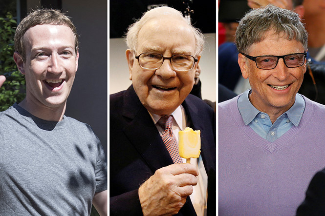 Ba tỉ phú Mark Zuckerberg, Warren Buffett và Bill Gates. Ảnh: Reuters
