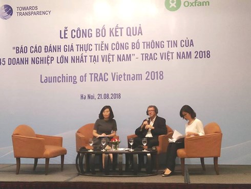 Lễ công bố báo cáo đánh giá thực tiễn công bố thông tin của 45 doanh nghiệp lớn nhất Việt Nam.