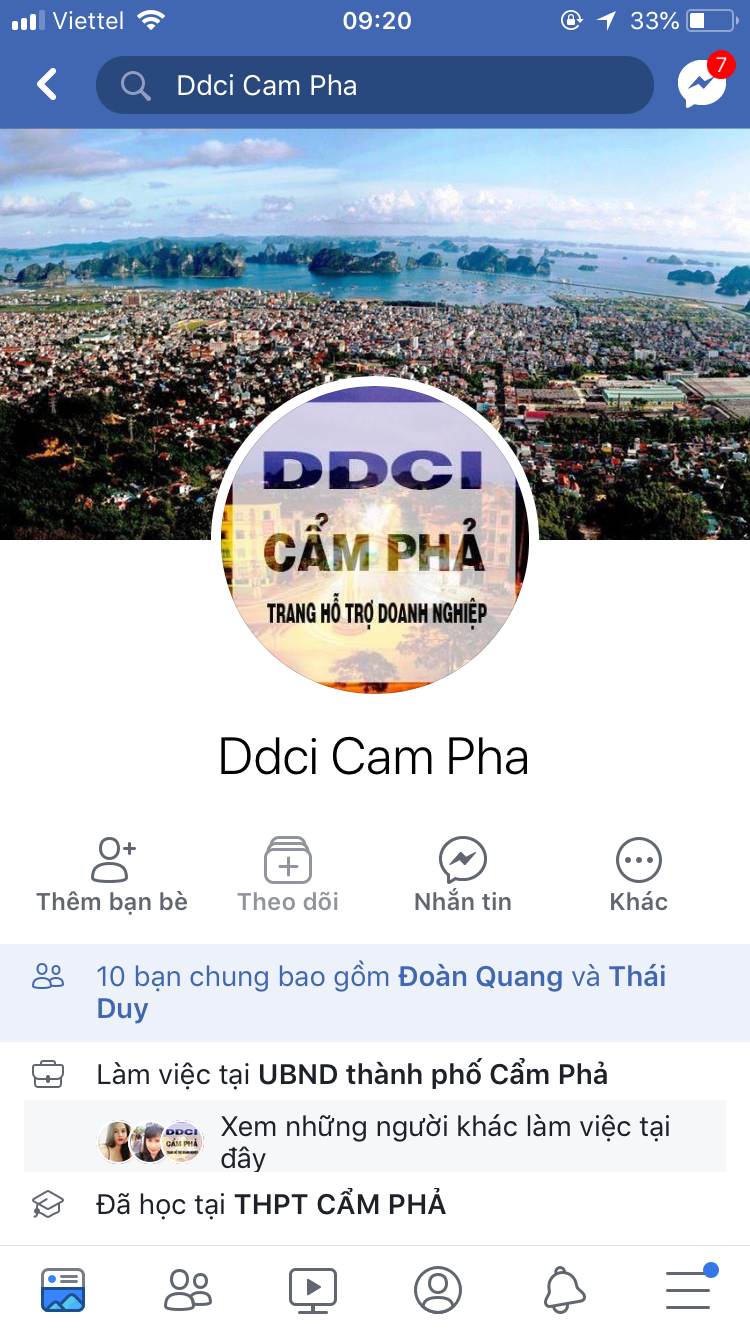 Trang mạng xã hội của TP Cẩm Phả