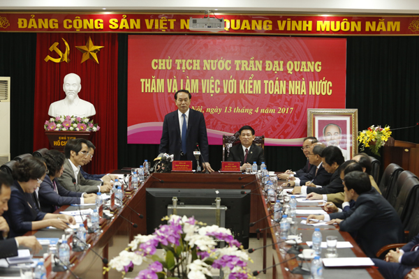 Chủ tịch nước Trần Đại Quang thăm và làm việc tại cơ quan Kiểm toán Nhà nước.