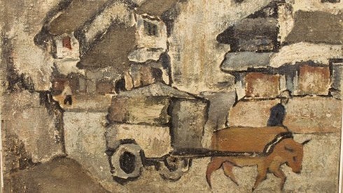 Bức tranh Phố cũ (được cho là) của họa sĩ Bùi Xuân Phái.