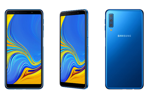 Galaxy A7 (2018) được nâng cấp với cụm ba ống kính phía sau.