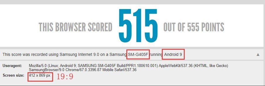 Kết quả thử nghiệm được cho là của  Samsung Galaxy S10.