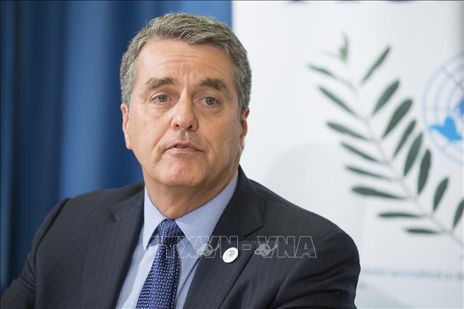 Tổng Giám đốc WTO Roberto Azevedo phát biểu tại cuộc họp báo ở Geneva, Thụy Sĩ ngày 25/7/2018. Ảnh: THX/ TTXVN