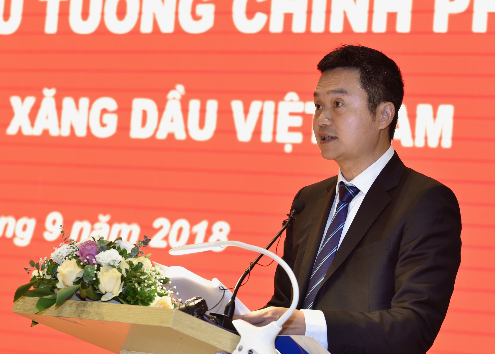 Chủ tịch HĐQT Petrolimex Phạm Văn Thanh phát biểu tại buổi kiểm tra. - Ảnh: VGP/Nhật Bắc