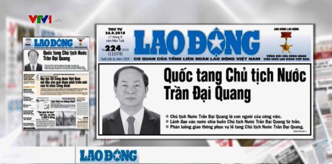 Lễ tang Chủ tịch nước Trần Đại Quang được phản ánh trang trọng trên báo chí