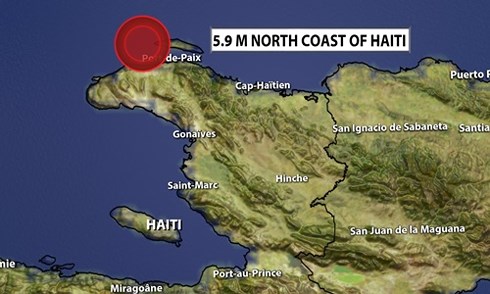 Tâm chấn trận động đất xảy ra ngày 7/10 ở Haiti. Ảnh: Twitter.