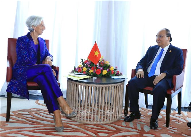 Thủ tướng Nguyễn Xuân Phúc tiếp Tổng giám đốc Quỹ Tiền tệ quốc tế (IMF) Christine Lagarde. Ảnh: Thống Nhất/TTXVN