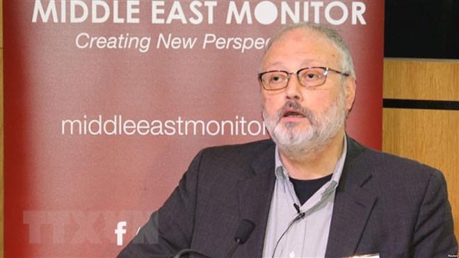 Nhà báo Jamal Khashoggi quốc tịch Saudi Arabia phát biểu tại một hội nghị về Trung Đông ở London, Anh ngày 29/9/2018. (Ảnh: VOV NEWS/TTXVN)