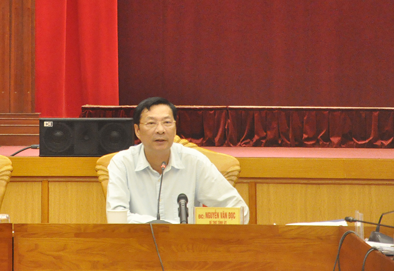 Bí thư Tỉnh ủy Nguyễn Văn Đọc kết luận buổi làm việc.