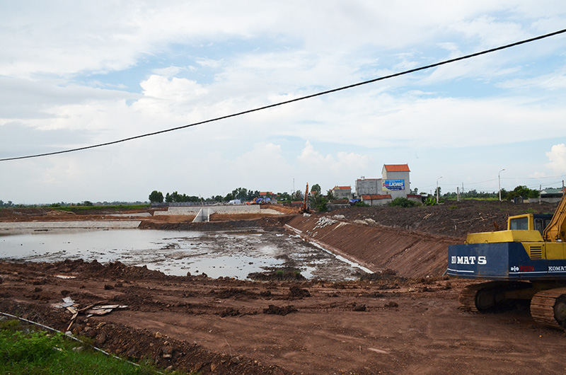 Dự án trạm bơm, hồ chứa nước, khu xử lý nước sạch sinh hoạt tại xã Cẩm La, TX Quảng Yên đã hoàn thành trên 90% khối lượng công việc.