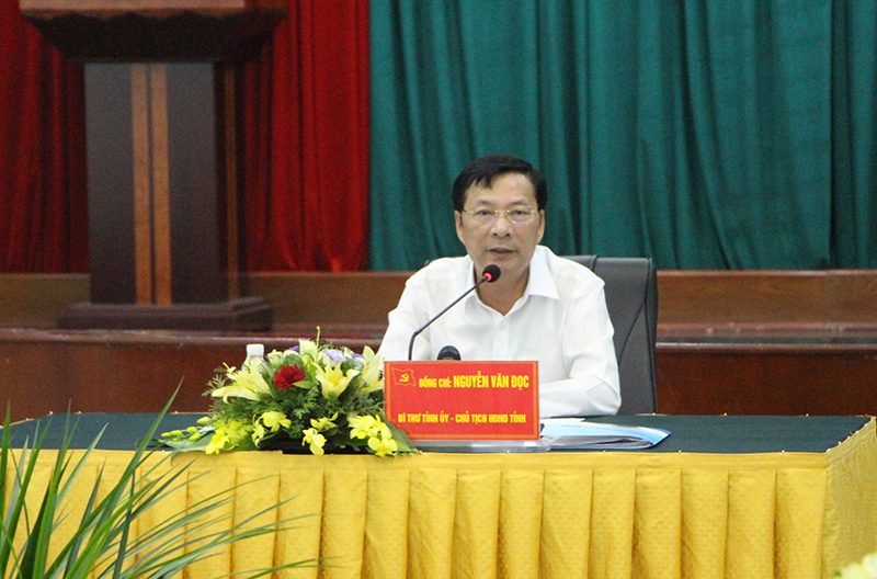 Nguyễn Văn Đọc, Bí thư Tỉnh ủy, Chủ tịch HĐND tỉnh phát biểu kết luận buổi làm việc.