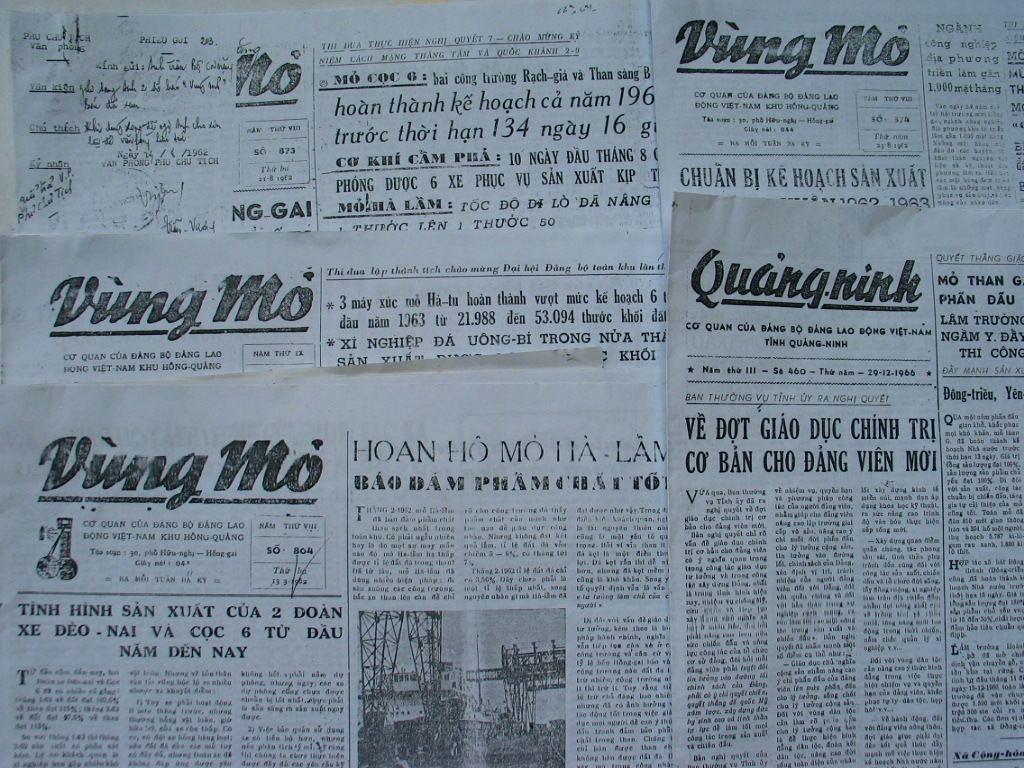  Báo Vùng Mỏ (của khu Hồng Quảng) và Báo Quảng Ninh xuất bản các năm 1962 và 1966 lưu giữ tại Bảo tàng tỉnh Quảng Ninh.