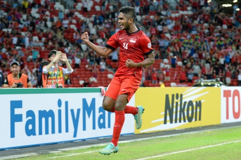 Hariss Harun ghi bàn duy nhất giúp Singapore đánh bại Indonesia. (Ảnh: Getty)